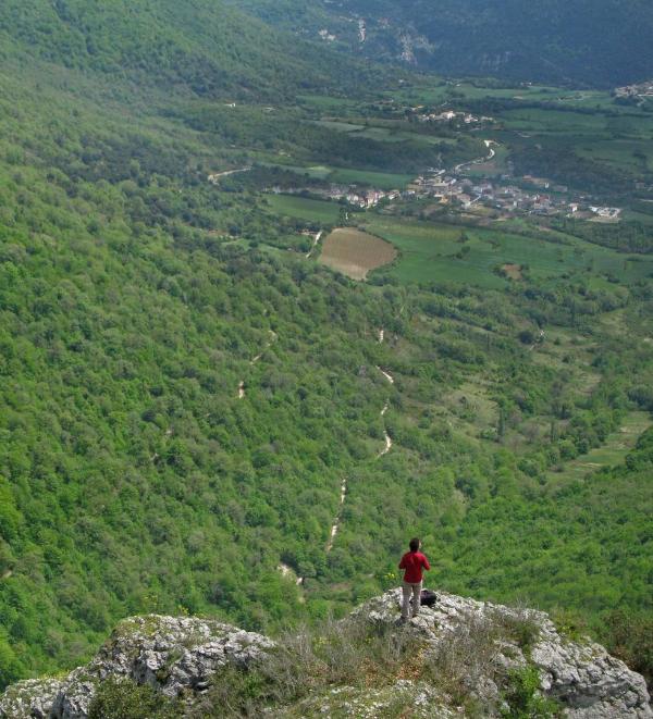 Man contemplates the landscape from the Mirador de Ubaba